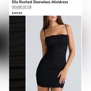 House of CB Black Ruched Ella Mini Dress